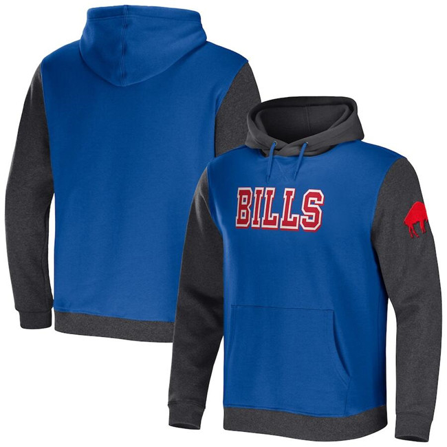 Men's Buffalo Bills x Darius Rucker Collection Royal/Heather Charcoal Colorblock Pullover Hoodie
